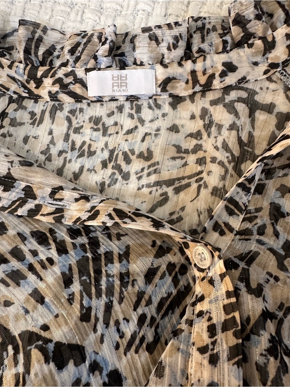 RIANI Luxury Leopard Print Midi Dress - Metallic Silver Detail - Size 12 / DE 42 - Picture 3 of 16